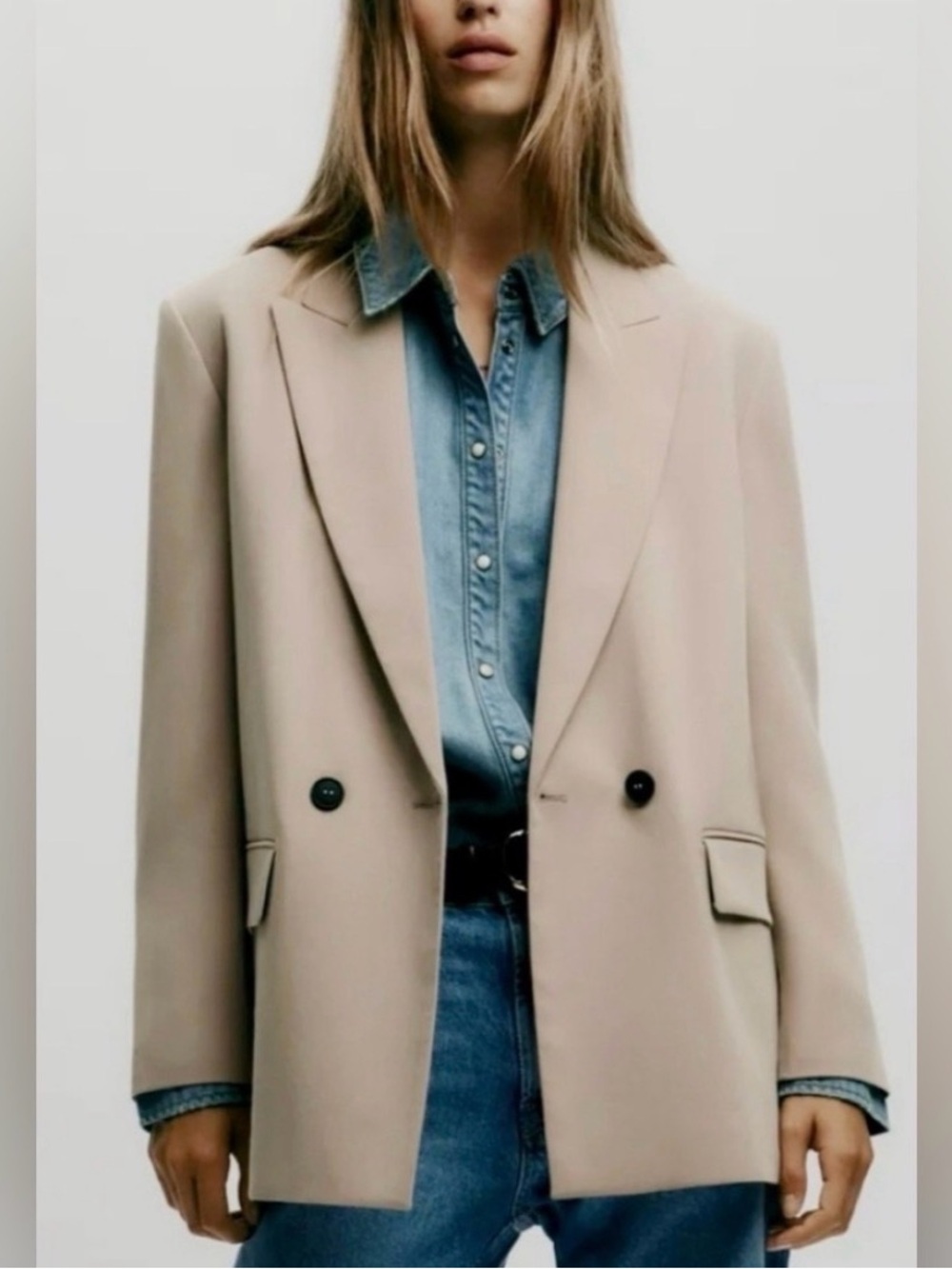 Zara | Cream Oversized Double-Breasted Blaze